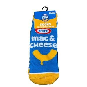 Kraft Mac Cheese Socks size OS Blue Crew Novelty 2 pair Gag Gifts White Elephant